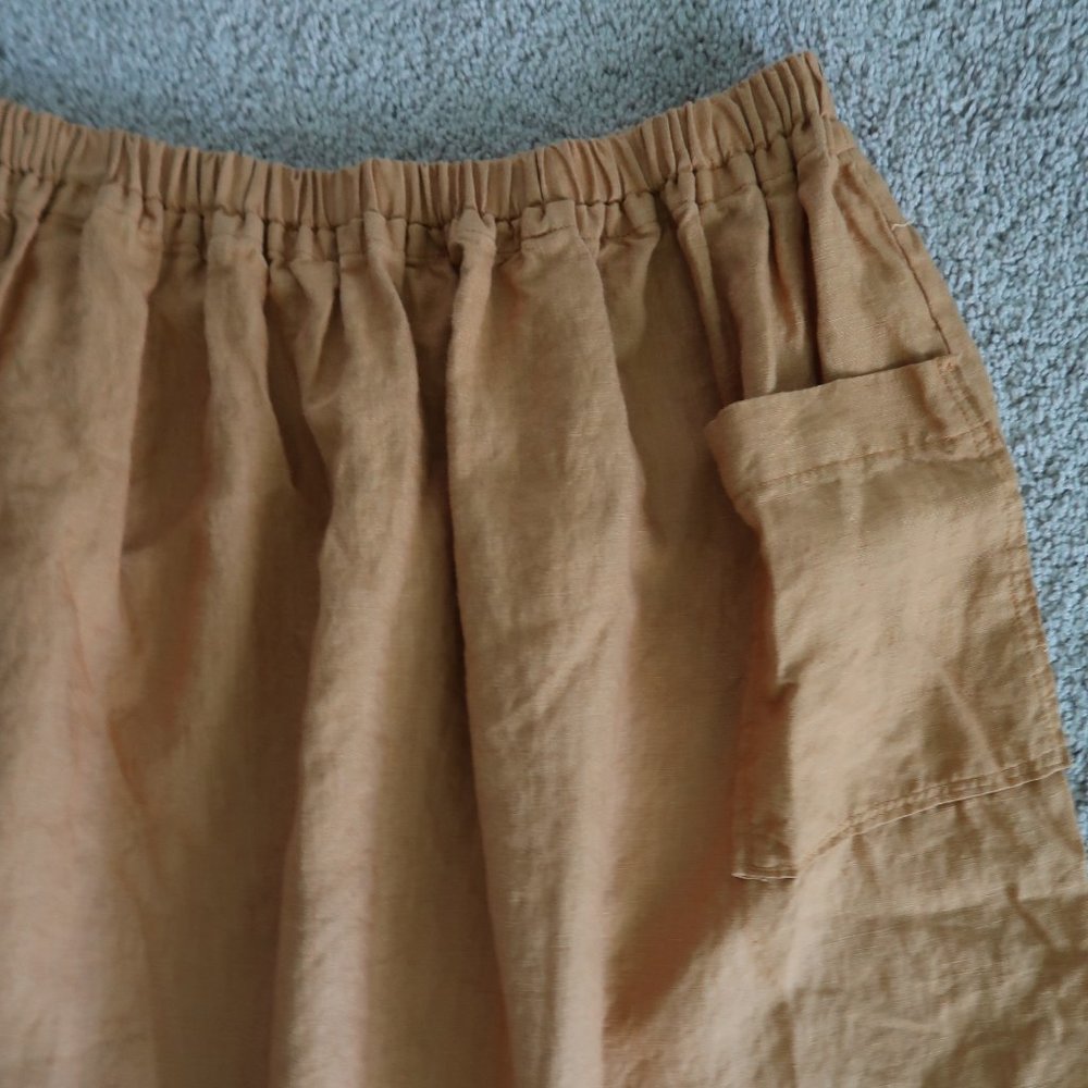 Handmade Amber Yellow Linen Midi Skirt - Picture 9 of 10